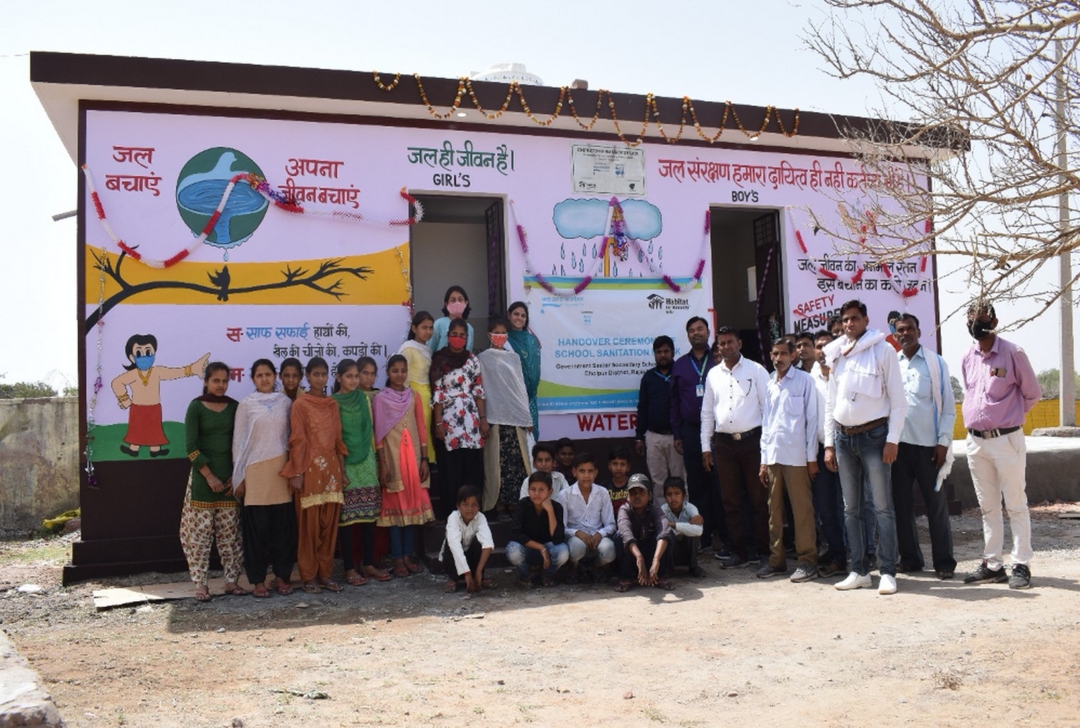 Construction of a new school sanitation complex in Baseri block in the Dholpur district of Rajasthan, India